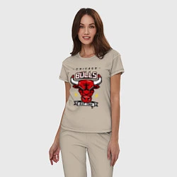 Пижама хлопковая женская Chicago Bulls est. 1966, цвет: миндальный — фото 2