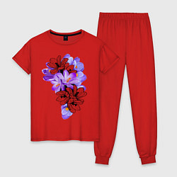 Пижама хлопковая женская Krokus Flower, цвет: красный