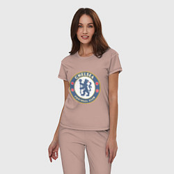 Пижама хлопковая женская Chelsea FC, цвет: пыльно-розовый — фото 2