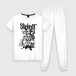 Пижама хлопковая женская Slipknot Faces, цвет: белый