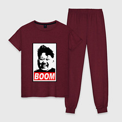 Пижама хлопковая женская BOOM: Kim Chen Eun, цвет: меланж-бордовый