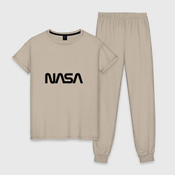 Пижама хлопковая женская NASA, цвет: миндальный