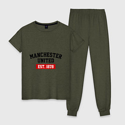 Пижама хлопковая женская FC Manchester United Est. 1878, цвет: меланж-хаки