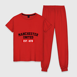 Пижама хлопковая женская FC Manchester United Est. 1878, цвет: красный