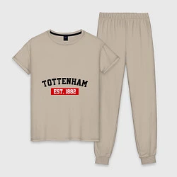 Пижама хлопковая женская FC Tottenham Est. 1882, цвет: миндальный