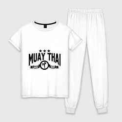 Пижама хлопковая женская Muay thai boxing, цвет: белый
