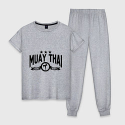 Пижама хлопковая женская Muay thai boxing, цвет: меланж