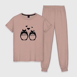 Пижама хлопковая женская Любовь Тоторо, цвет: пыльно-розовый
