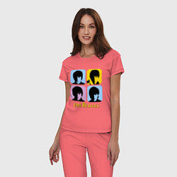 Пижама хлопковая женская The Beatles: pop-art, цвет: коралловый — фото 2