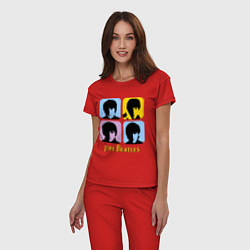 Пижама хлопковая женская The Beatles: pop-art, цвет: красный — фото 2