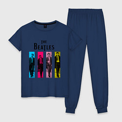 Пижама хлопковая женская Walking Beatles, цвет: тёмно-синий