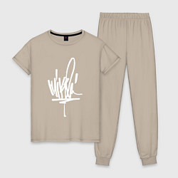 Пижама хлопковая женская Mike Shinoda: autograph, цвет: миндальный