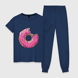Пижама хлопковая женская Пончик Гомера, цвет: тёмно-синий