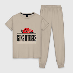 Пижама хлопковая женская Guns n Roses: rose, цвет: миндальный