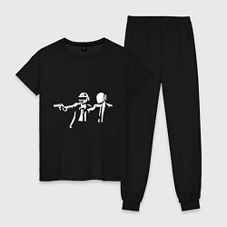Пижама хлопковая женская Daft Punk, цвет: черный