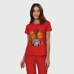 Пижама хлопковая женская Straight Outta Mars, цвет: красный — фото 2