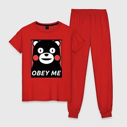 Пижама хлопковая женская Kumamon: Obey Me, цвет: красный