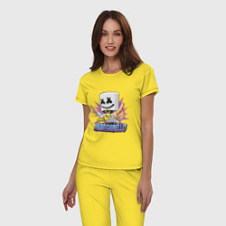 Пижама хлопковая женская Marshmello Music, цвет: желтый — фото 2