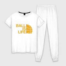 Пижама хлопковая женская Ball is life, цвет: белый