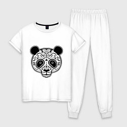 Пижама хлопковая женская Панда c узорами, цвет: белый