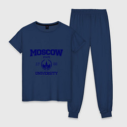 Пижама хлопковая женская MGU Moscow University, цвет: тёмно-синий