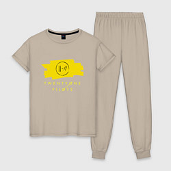 Пижама хлопковая женская 21 Top: Yellow Trench, цвет: миндальный