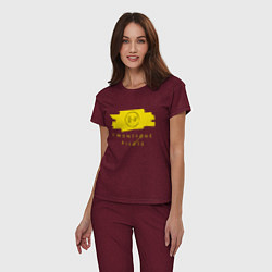 Пижама хлопковая женская 21 Top: Yellow Trench, цвет: меланж-бордовый — фото 2