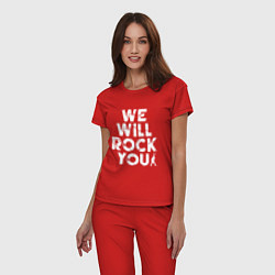 Пижама хлопковая женская We Wil Rock You, цвет: красный — фото 2