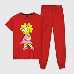 Пижама хлопковая женская Лиза милашка, цвет: красный