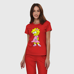 Пижама хлопковая женская Лиза милашка, цвет: красный — фото 2