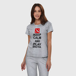 Пижама хлопковая женская Keep Calm & Play Dota, цвет: меланж — фото 2