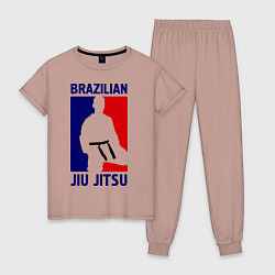 Пижама хлопковая женская Brazilian Jiu jitsu, цвет: пыльно-розовый