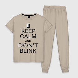 Пижама хлопковая женская Keep Calm & Don't Blink, цвет: миндальный