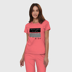 Пижама хлопковая женская TOP: Geometry, цвет: коралловый — фото 2