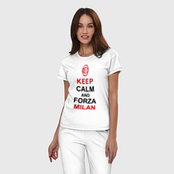 Пижама хлопковая женская Keep Calm & Forza Milan, цвет: белый — фото 2