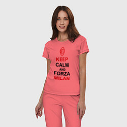 Пижама хлопковая женская Keep Calm & Forza Milan, цвет: коралловый — фото 2