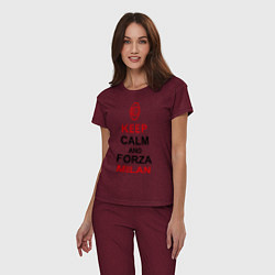 Пижама хлопковая женская Keep Calm & Forza Milan, цвет: меланж-бордовый — фото 2