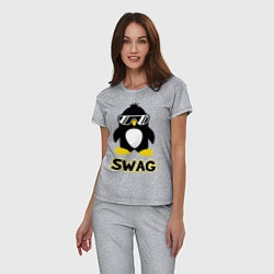 Пижама хлопковая женская SWAG Penguin, цвет: меланж — фото 2