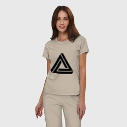 Пижама хлопковая женская Triangle Visual Illusion, цвет: миндальный — фото 2