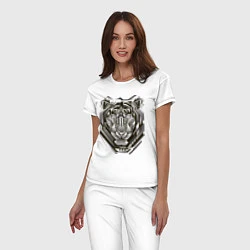 Пижама хлопковая женская Geometric tiger, цвет: белый — фото 2