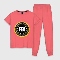 Пижама хлопковая женская FBI Departament, цвет: коралловый