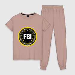 Пижама хлопковая женская FBI Departament, цвет: пыльно-розовый