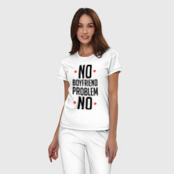 Пижама хлопковая женская No Boyfriend, цвет: белый — фото 2