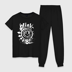 Пижама хлопковая женская Blink-182: Smile, цвет: черный