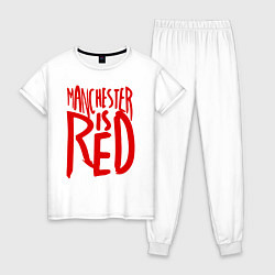 Пижама хлопковая женская Manchester is Red, цвет: белый