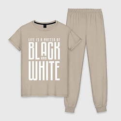 Пижама хлопковая женская Juventus: Black & White, цвет: миндальный