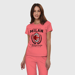 Пижама хлопковая женская Milan: I Rossoneri, цвет: коралловый — фото 2