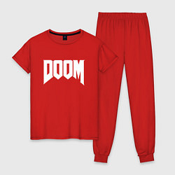 Пижама хлопковая женская DOOM, цвет: красный