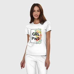 Пижама хлопковая женская GRL PWR, цвет: белый — фото 2
