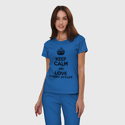 Пижама хлопковая женская Keep Calm & Love Harry Styles цвета синий — фото 2